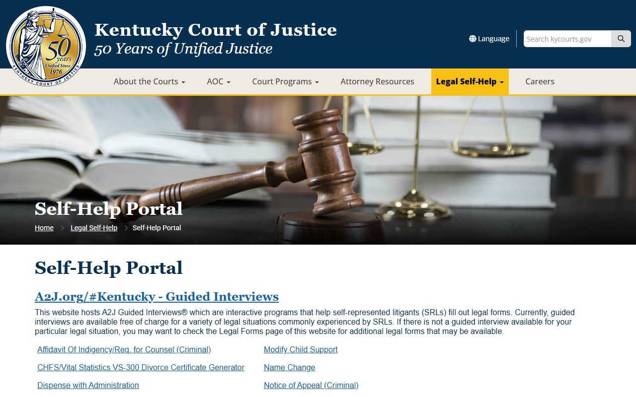 Hopkins County court records Kentucky self-help portal