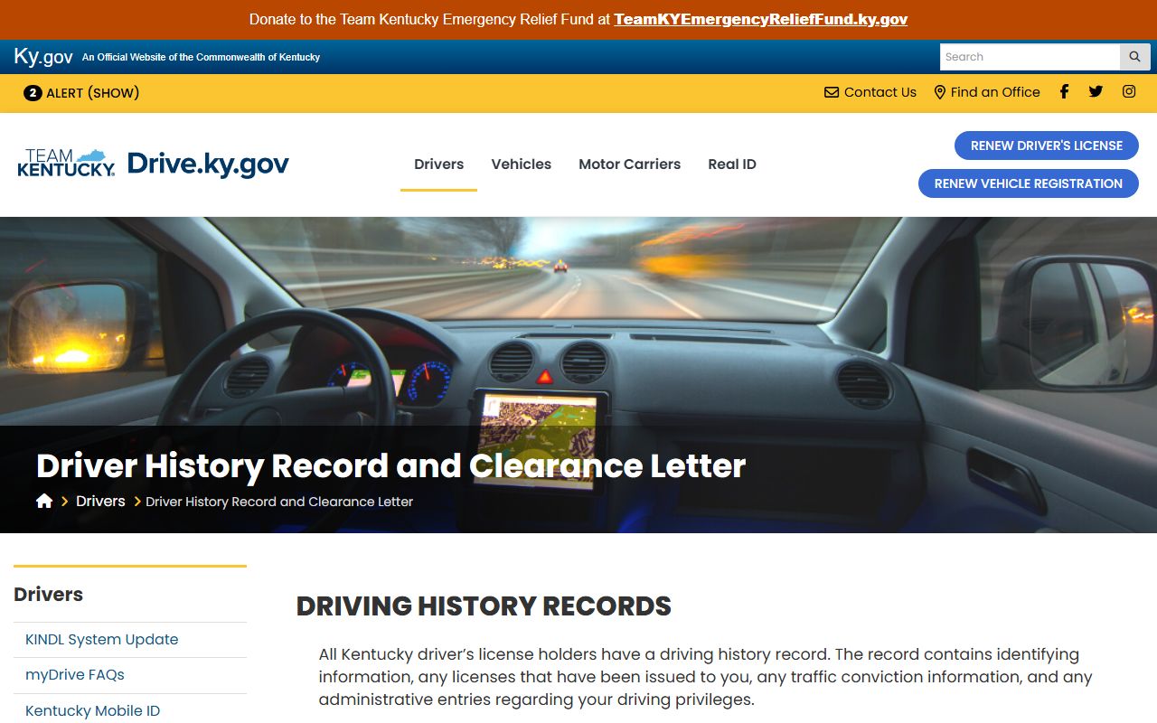 Hopkins County traffic court records Kentucky driver history instructions